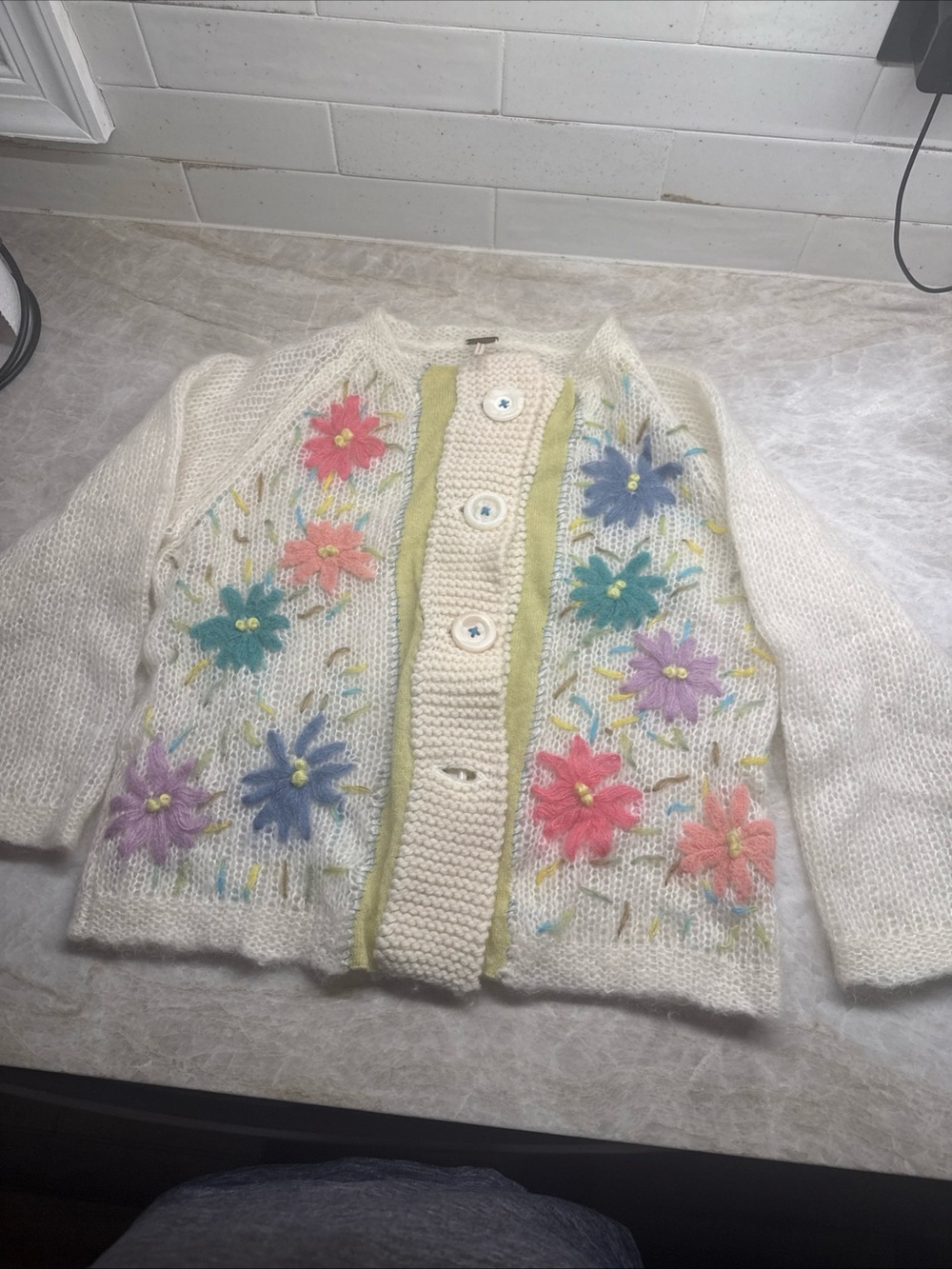 Free People Floral Embroidered lSweater Women small
